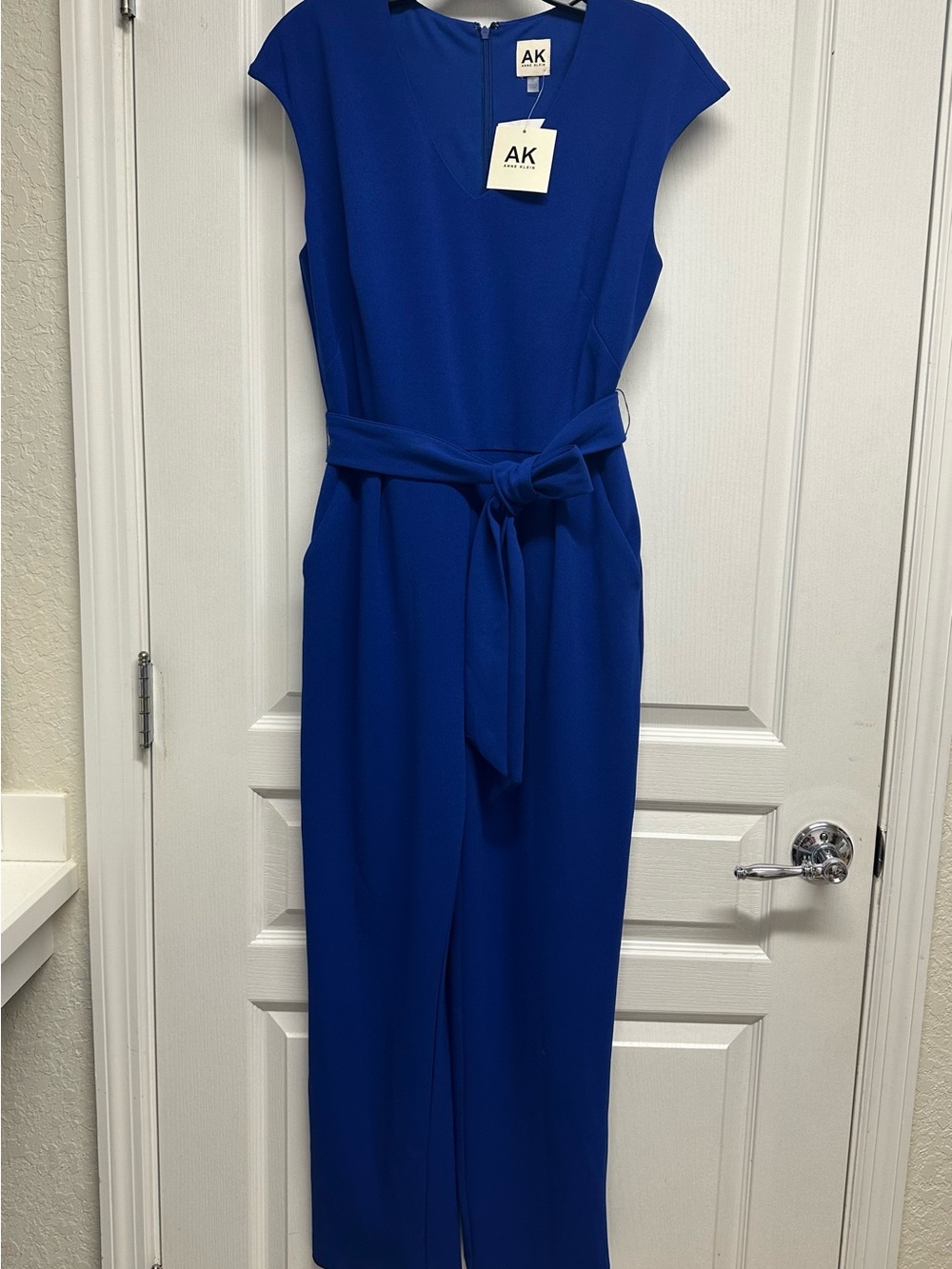 Anne Klein Royal Blue Belted Maxi Dress